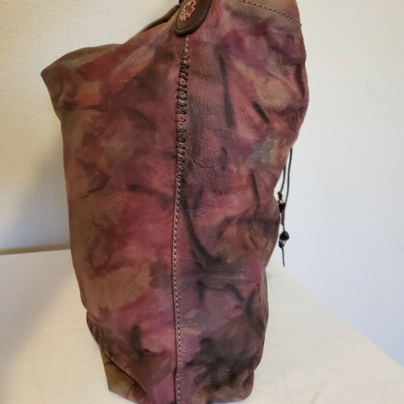 Leather cowgirl hippy bag purse hobo black brown tan red burgundy beige tie dyed - Picture 9 of 11